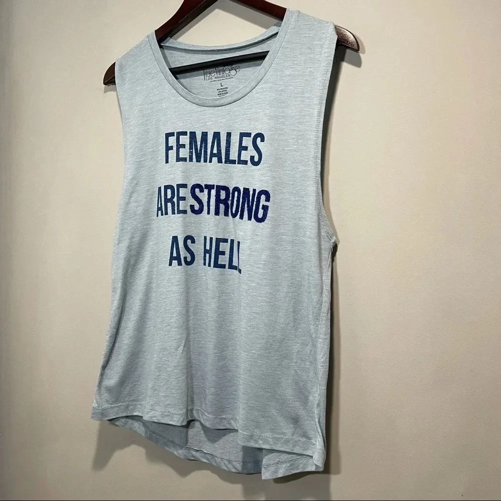 TRUE VINTAGE Blue Graphic Tee Sleeveless Crew Neck T-Shirt Top Size Large - Picture 4 of 9